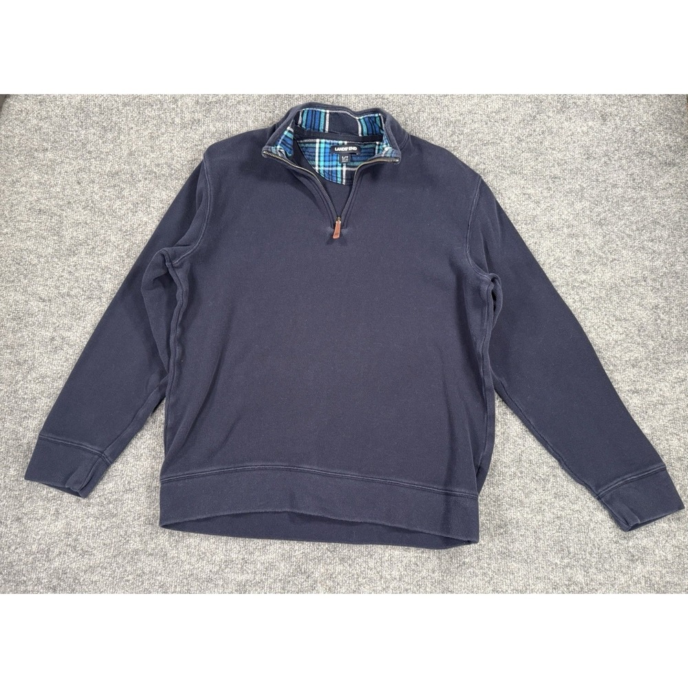 Navy Quarter Zip Sweatshirt Preppy Dad America Coastal Grandpa Golfcore Yacht LT